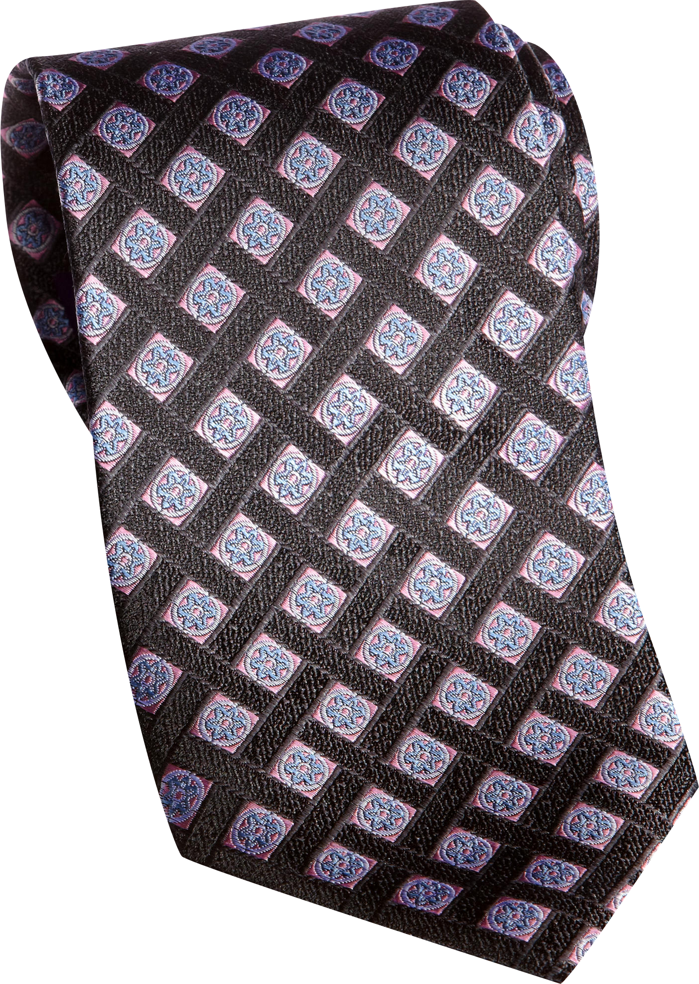 Burma Bibas Pink and Black Diamond Weave Narrow Extra Long Tie