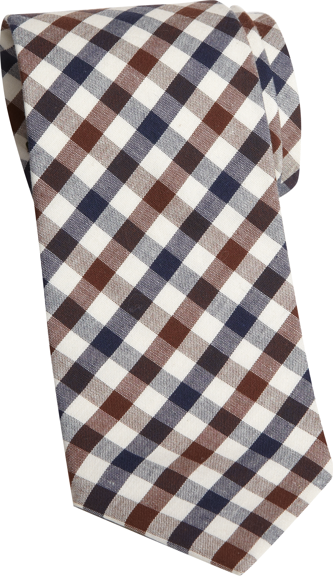 Egara Brown and Blue Check Skinny Tie