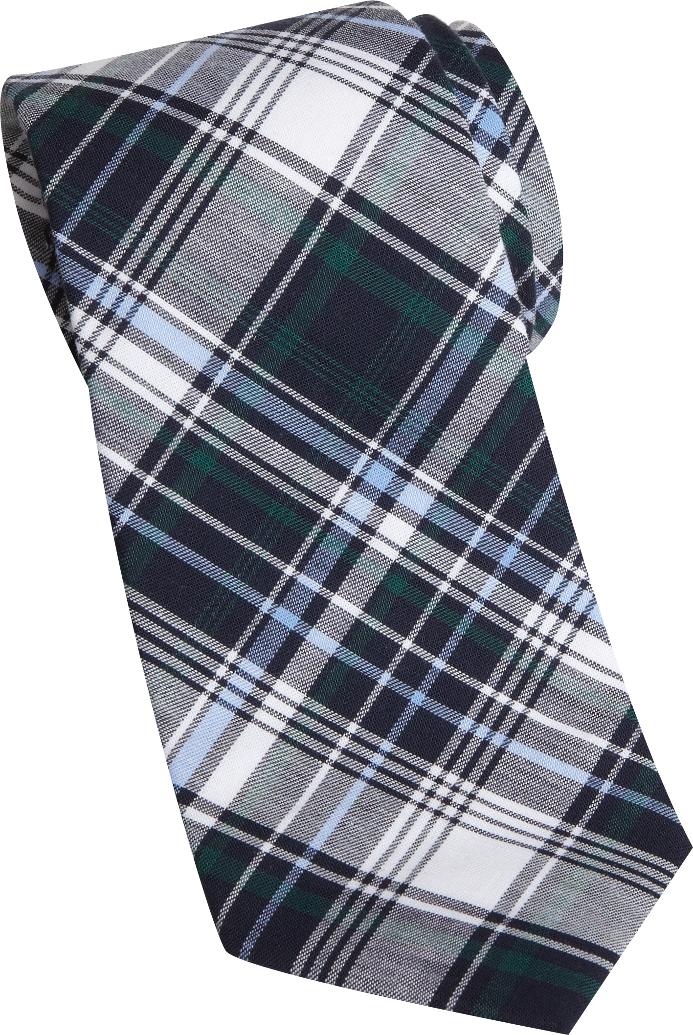 Egara Blue and Green Plaid Skinny Tie