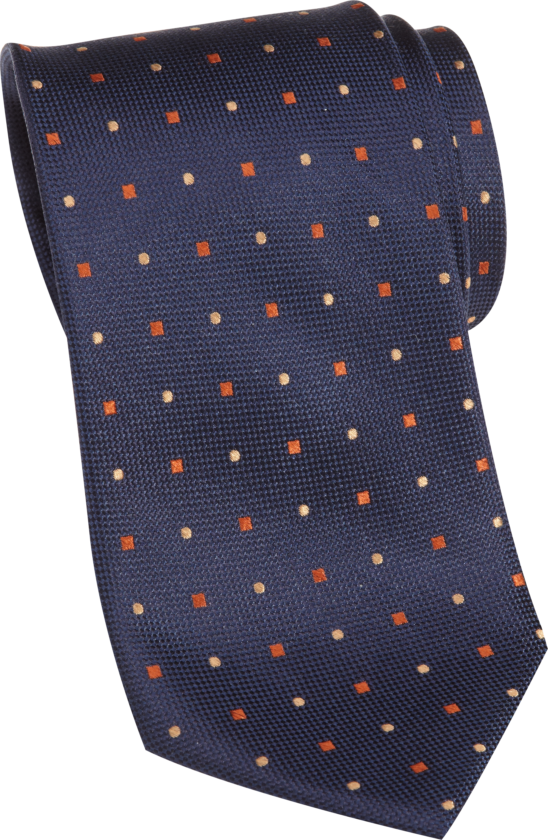 Egara Navy and Orange Geometric Narrow Tie