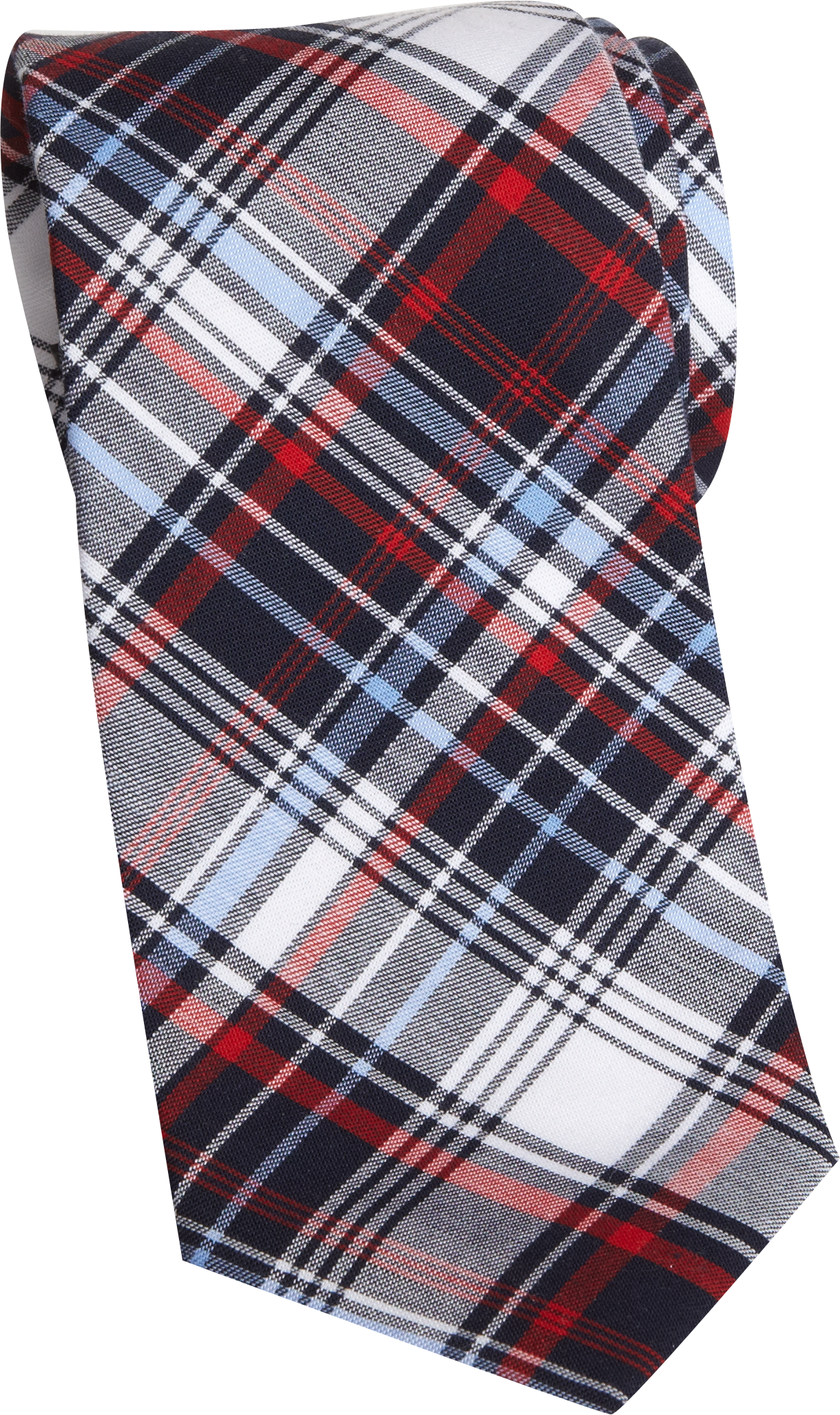 Egara Red and Blue Plaid Skinny Tie