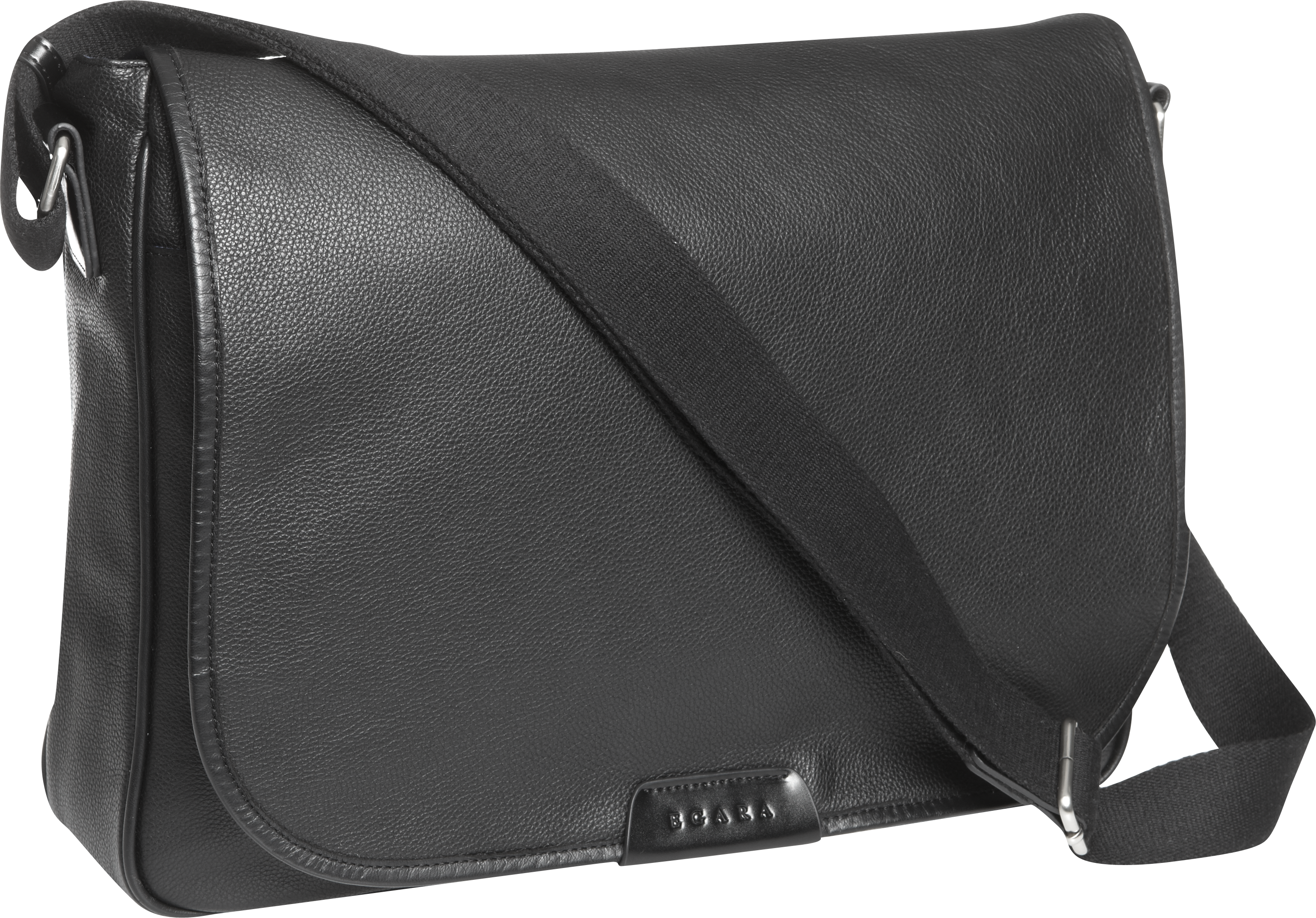 Egara Black Leather Messenger Bag