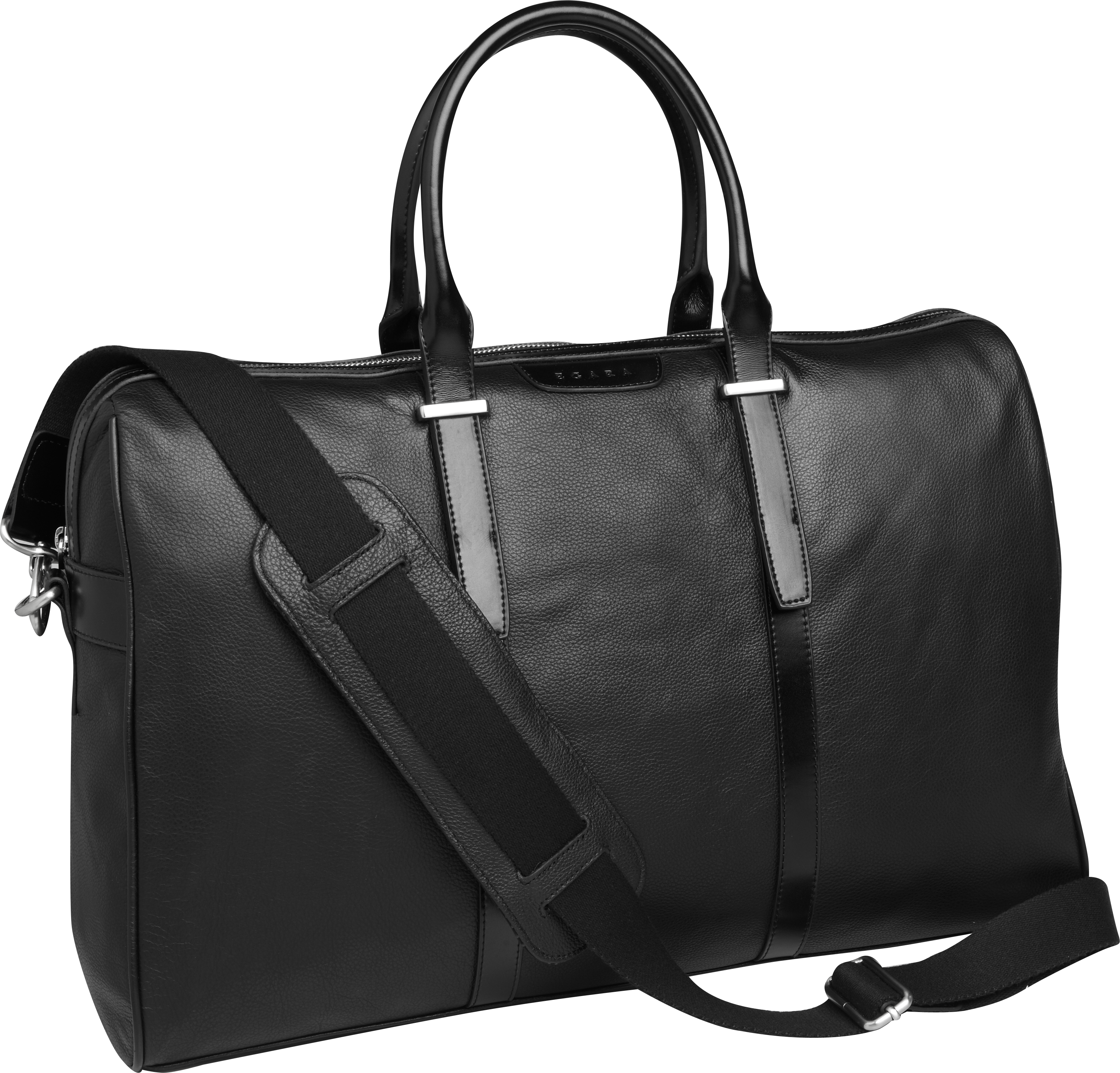 Egara Black Leather Dual-Handled Travel Bag