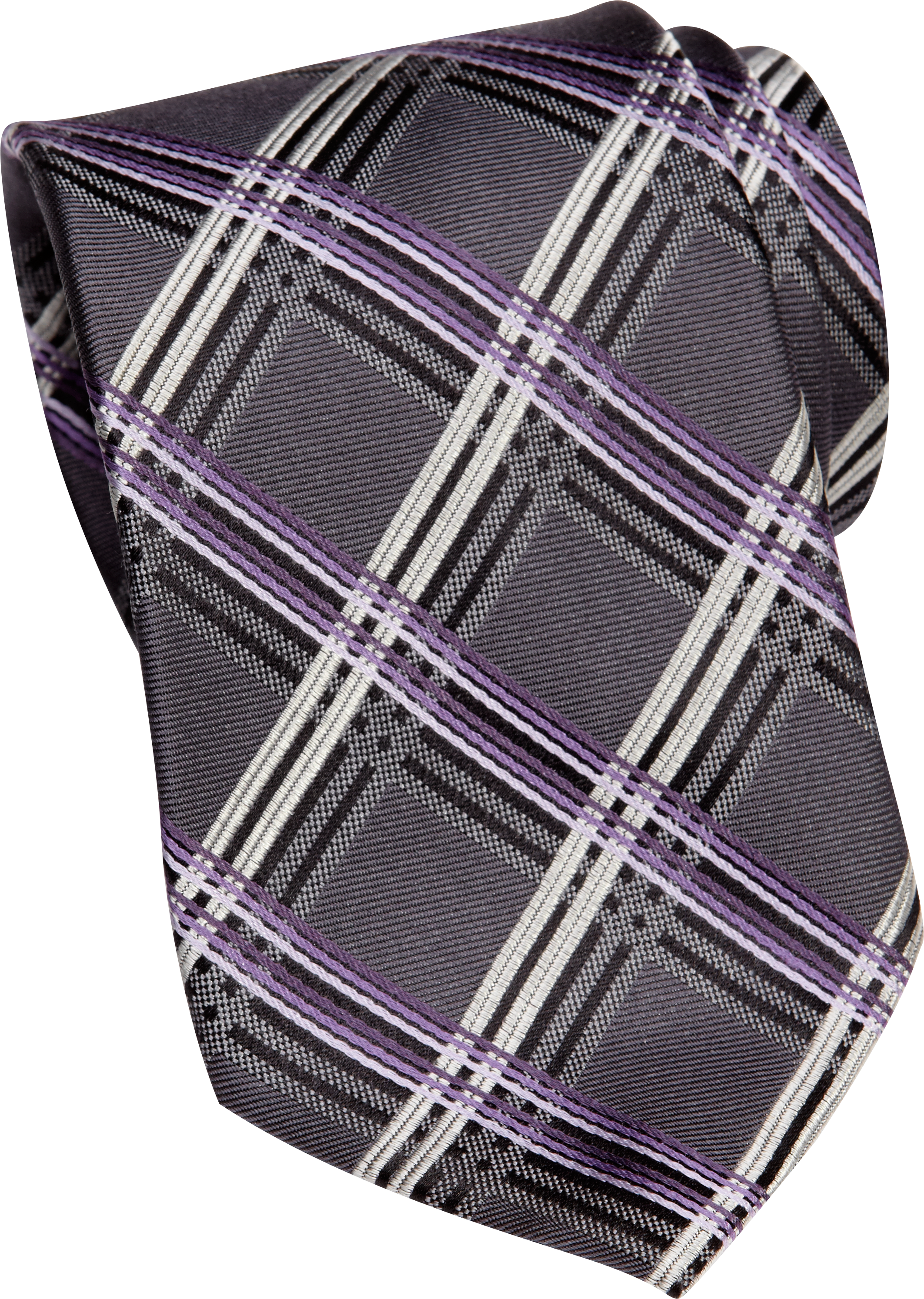 Pronto Uomo Couture Gray and Purple Bold Diamond Narrow Tie