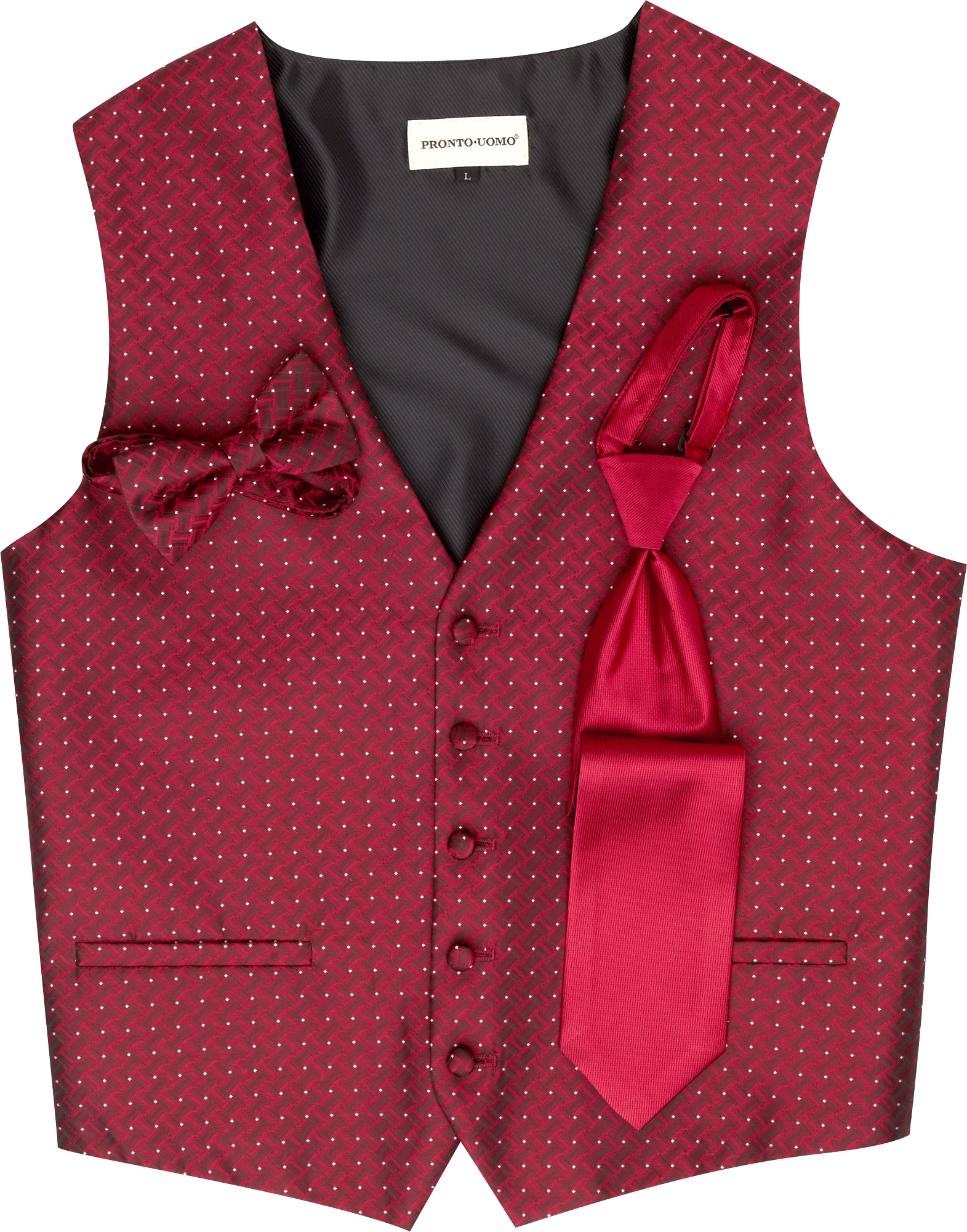 Pronto Uomo Red Geometric Formal Vest Set