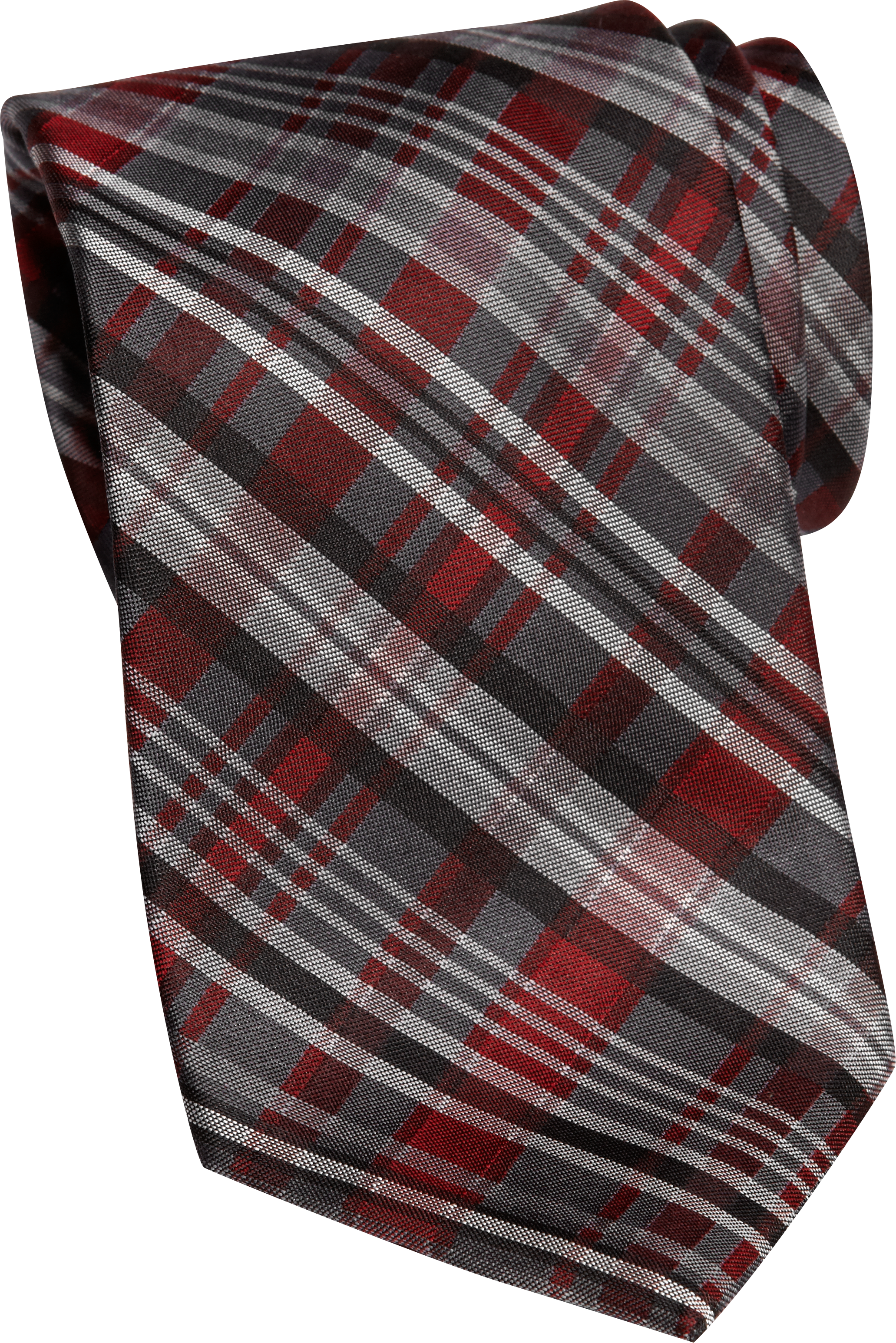 Pronto Uomo Couture Burgundy and Black Plaid Narrow Tie
