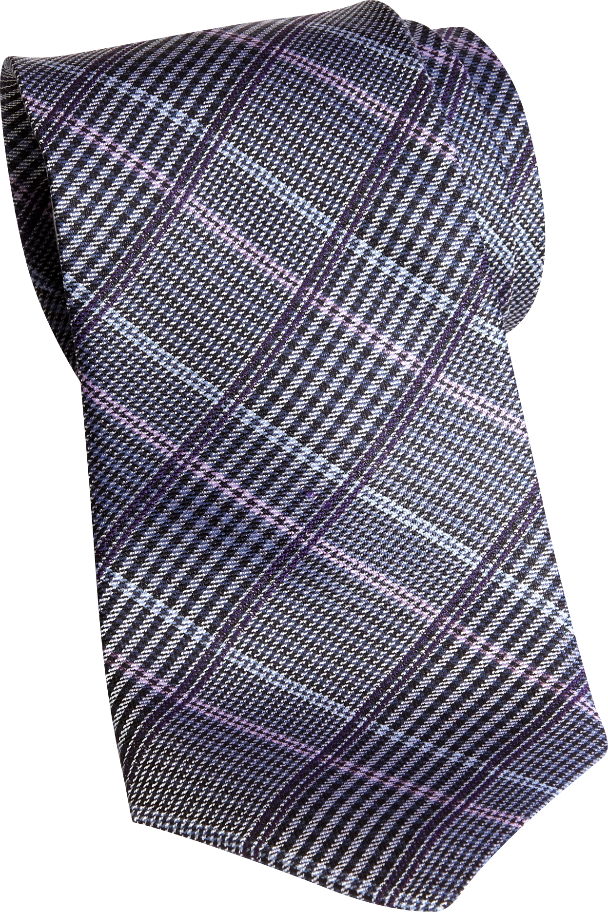 Jhane Barnes Navy and Purple Plaid Narrow Tie