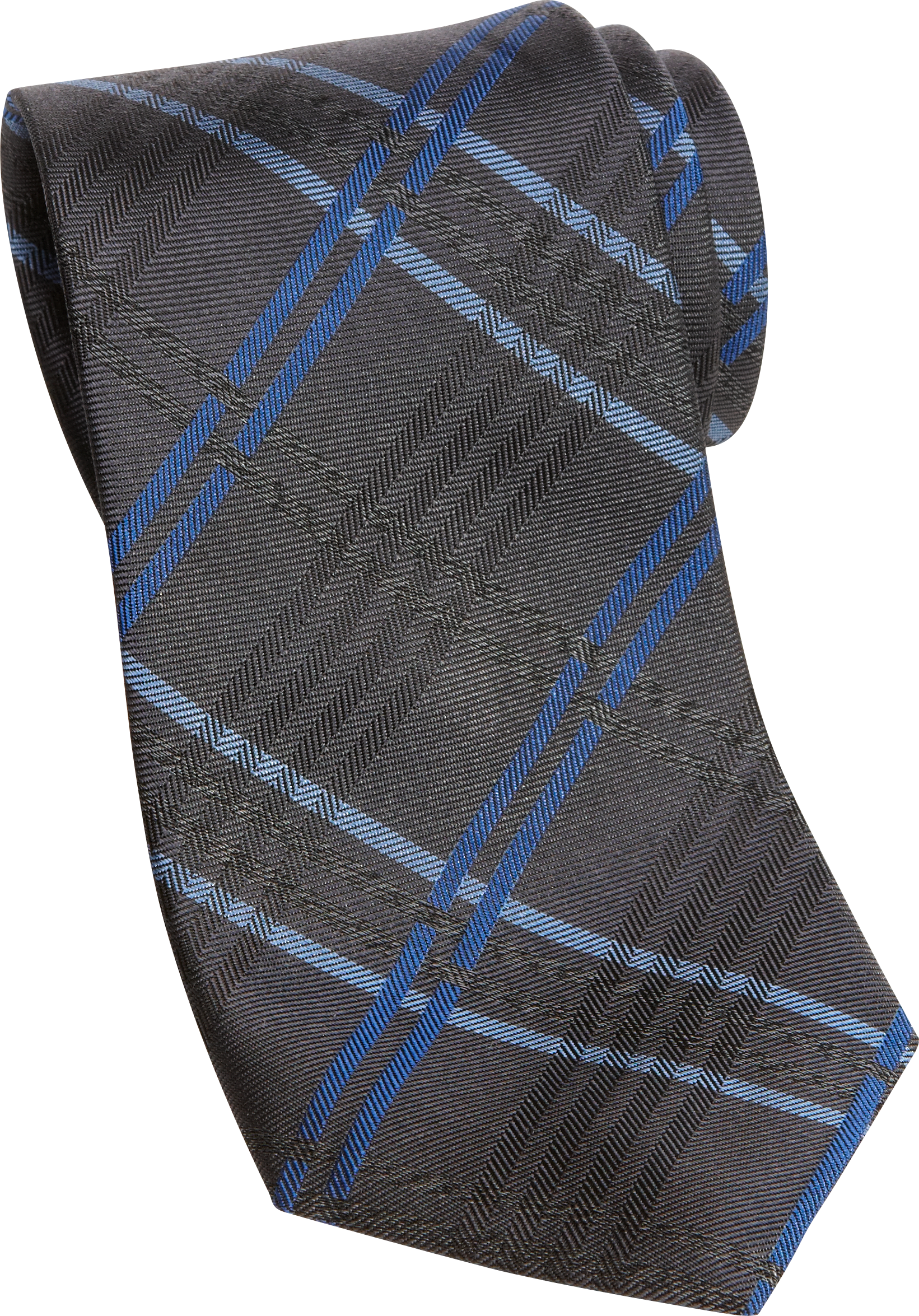 Jhane Barnes Gray and Blue Plaid Narrow Tie