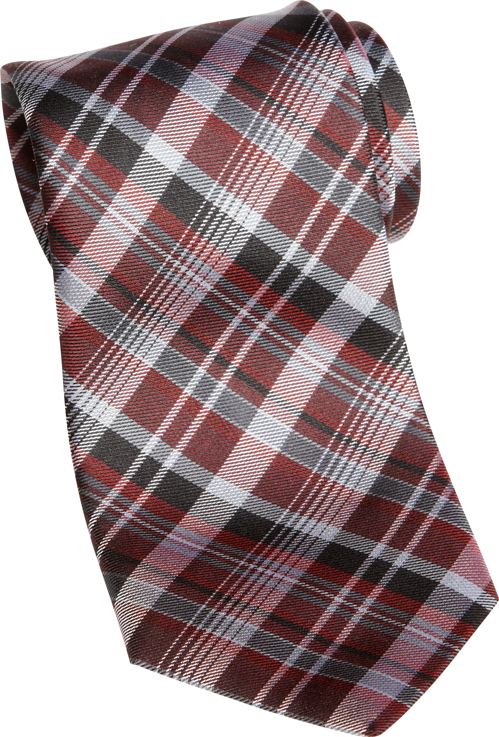 Jhane Barnes Burgundy Plaid Narrow Tie