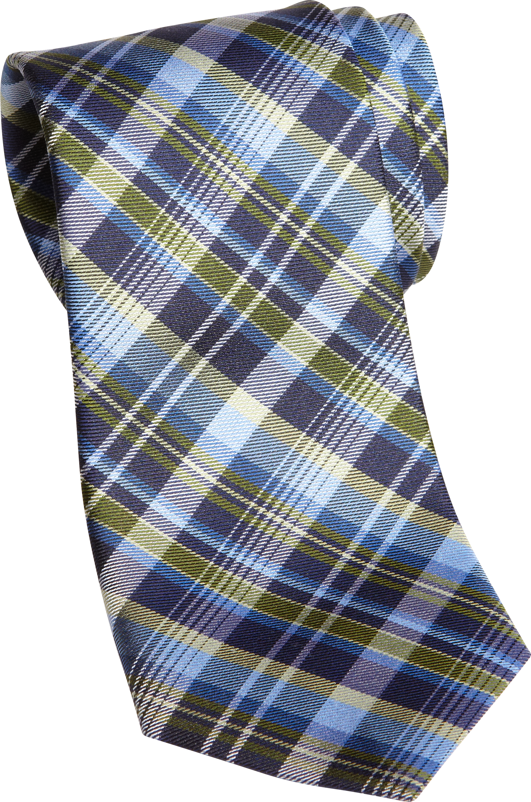 Jhane Barnes Green and Blue Plaid Narrow Tie