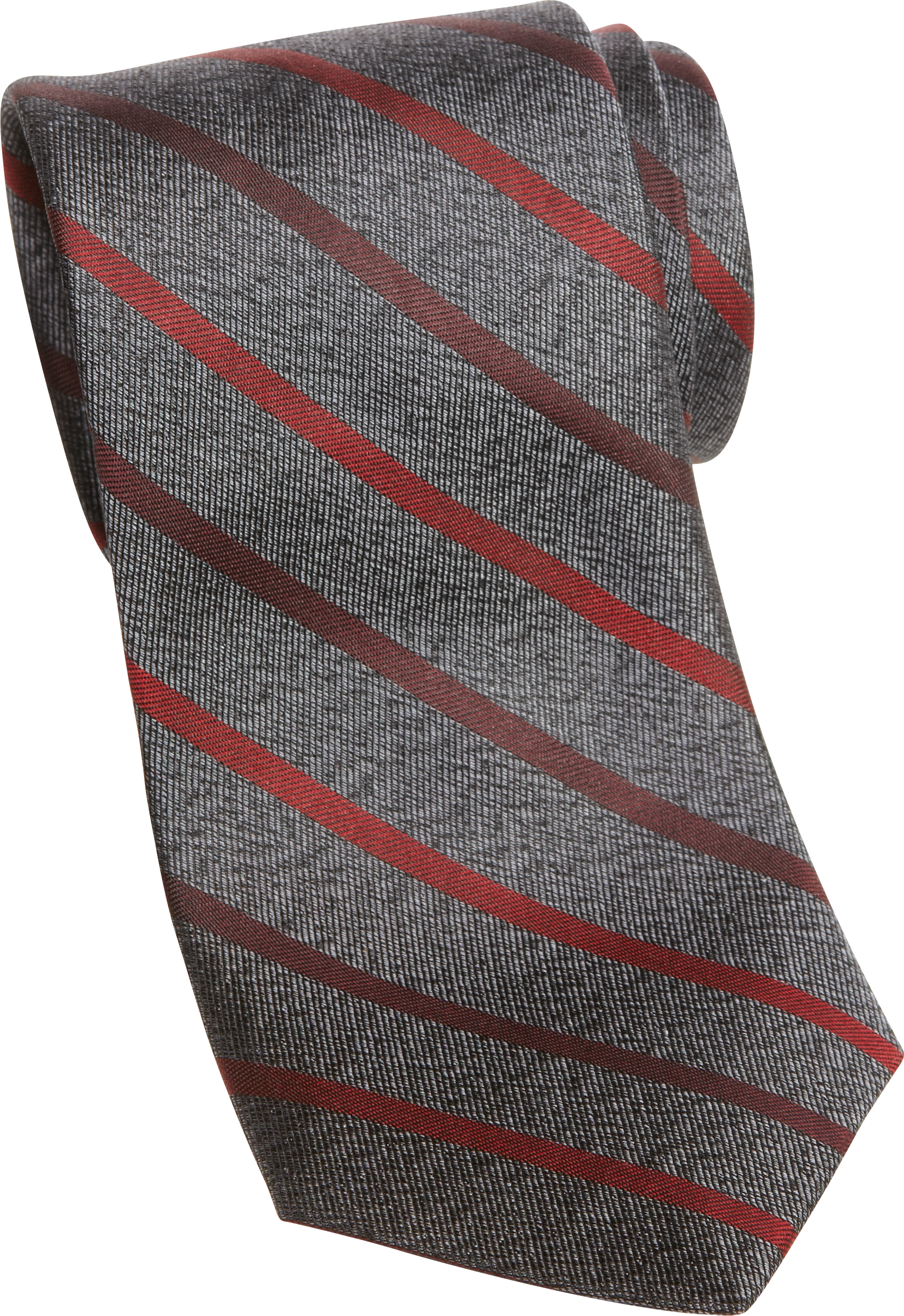 Jhane Barnes Gray and Red Stripe Narrow Tie