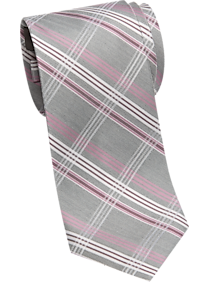 Calvin Klein Gray & Pink Plaid Narrow Tie