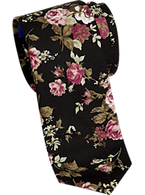 Egara Black Floral Narrow Tie