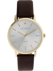 Awearness Kenneth Cole Gold & Brown Leather Band Watch