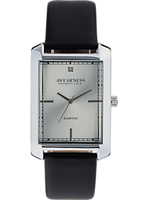 Awearness Kenneth Cole Silver & Black Leather Band Watch