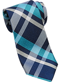 Esquire Turquoise Plaid Skinny Tie