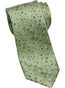 Esquire Green Floral Skinny Tie