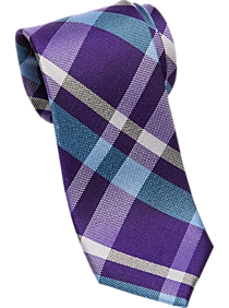Esquire Purple Plaid Skinny Tie