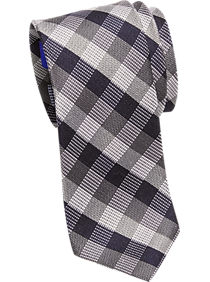 Egara Black & Gray Plaid Skinny Tie