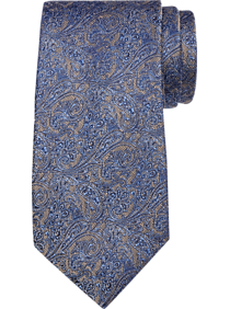 Joseph Abboud Taupe & Blue Paisley Narrow Tie