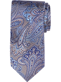 Joseph Abboud Taupe & Blue Paisley Narrow Tie