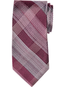 Joseph Abboud Burgundy Plaid Narrow Tie