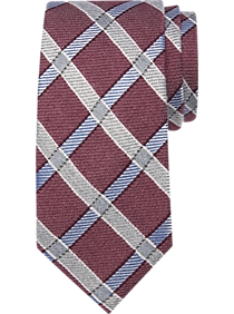 Joseph Abboud Burgundy Windowpane Narrow Tie