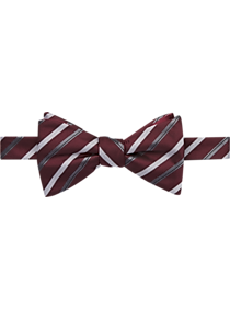 Calvin Klein Burgundy Stripe Pre-Tied Bow Tie