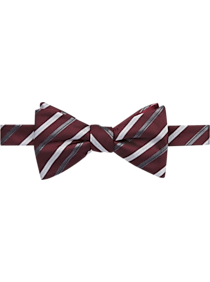 Calvin Klein Burgundy Stripe Pre-Tied Bow Tie