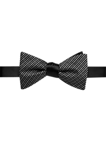 Calvin Klein Gray Stripe Pre-Tied Bow Tie