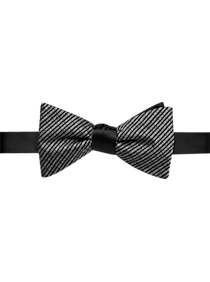 Calvin Klein Gray Stripe Pre-Tied Bow Tie