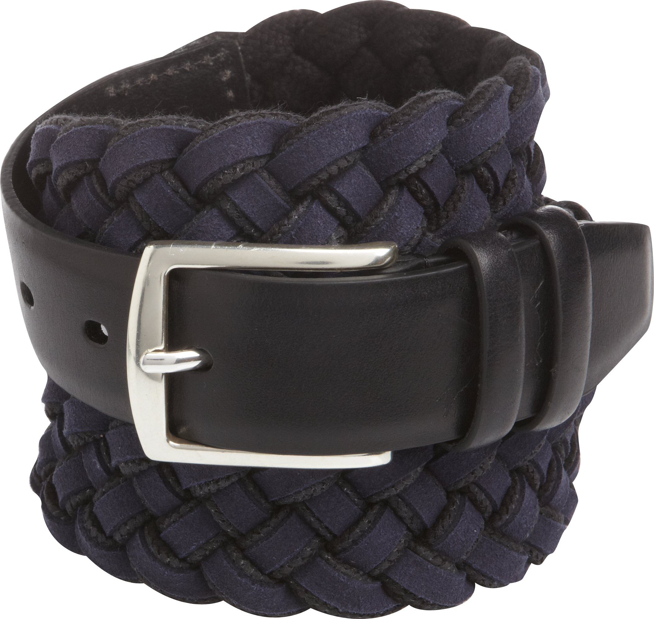 Egara Navy Leather Woven Belt