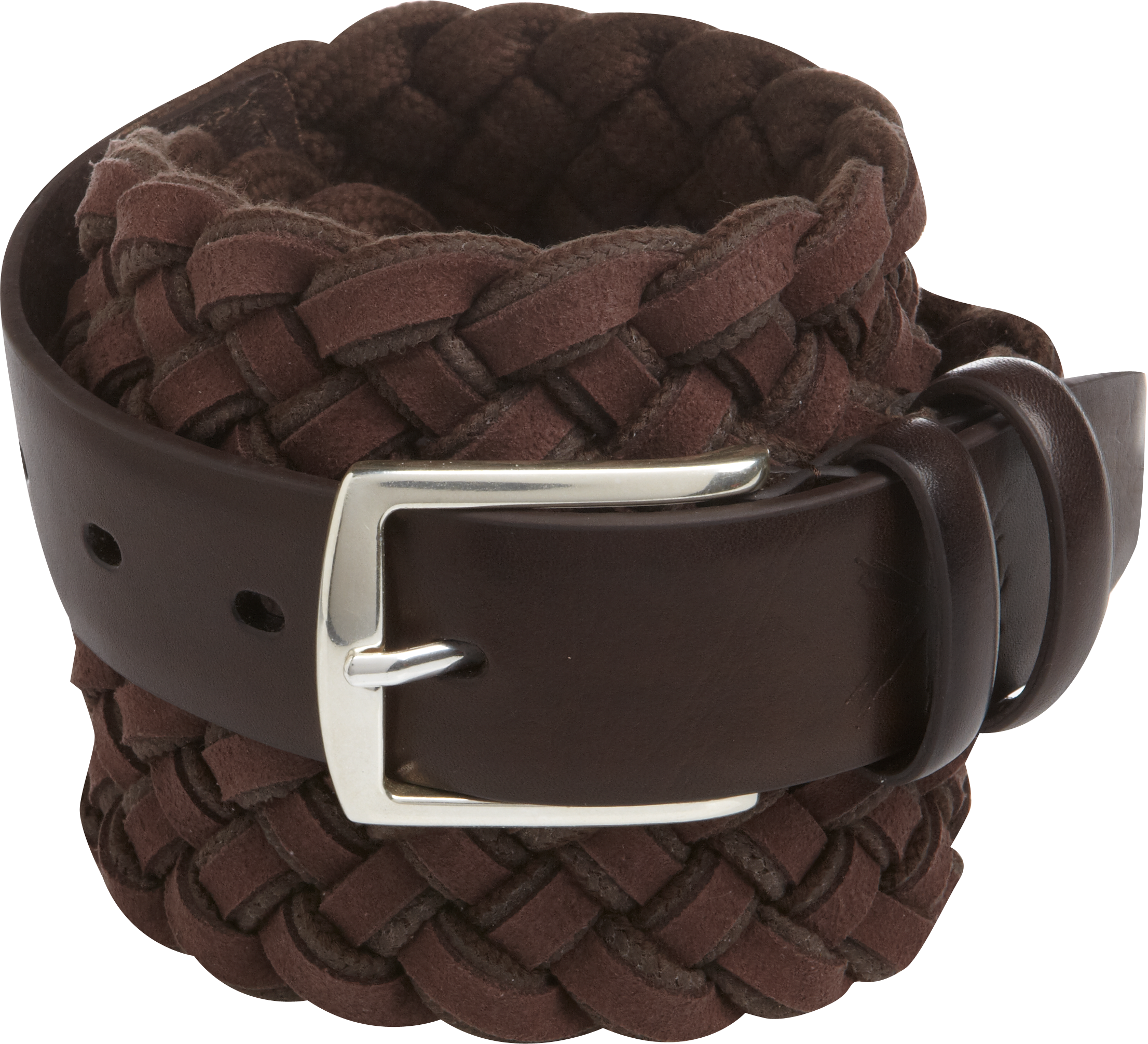 Egara Brown Leather Woven Belt