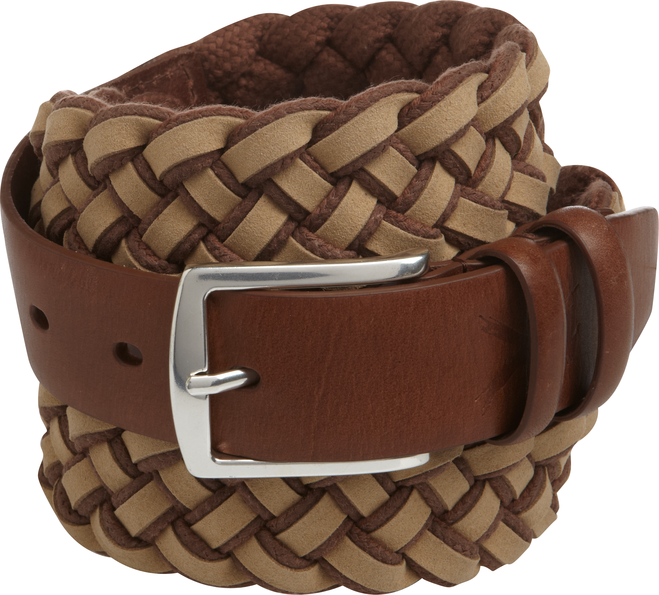 Egara Light Brown Leather Woven Belt