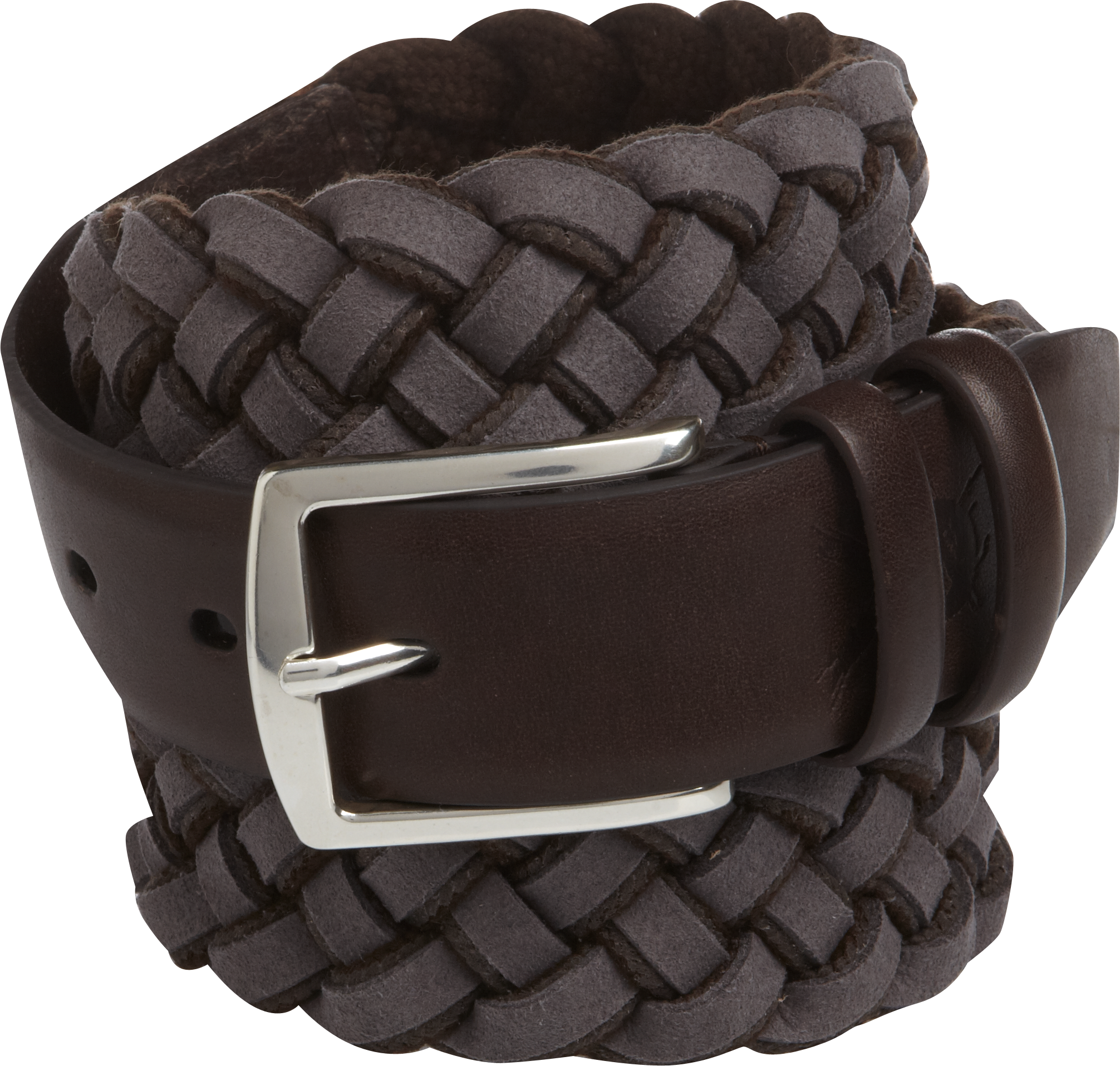 Egara Gray Leather Woven Belt