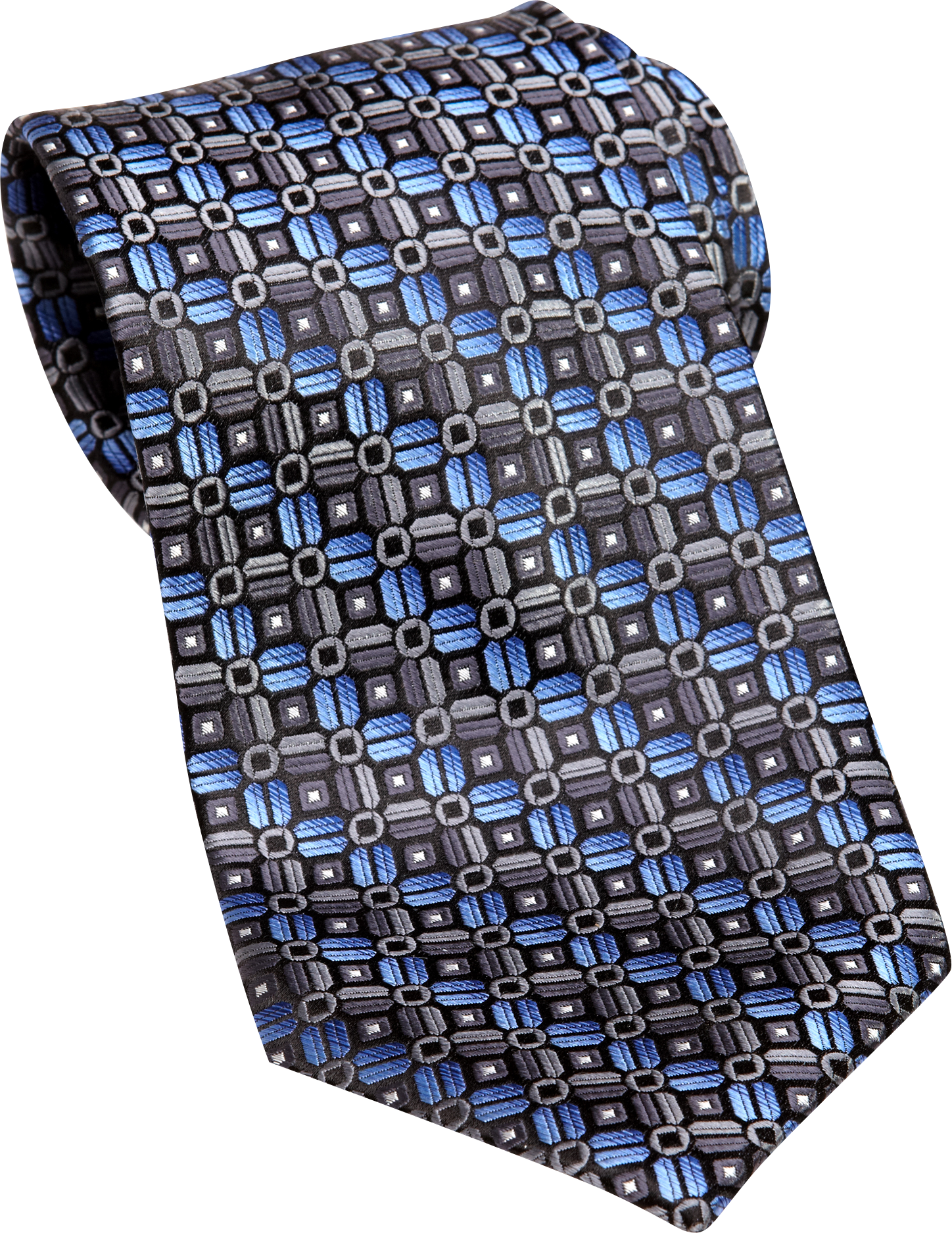 Pronto Uomo French Blue and Black Block Geometric Tie