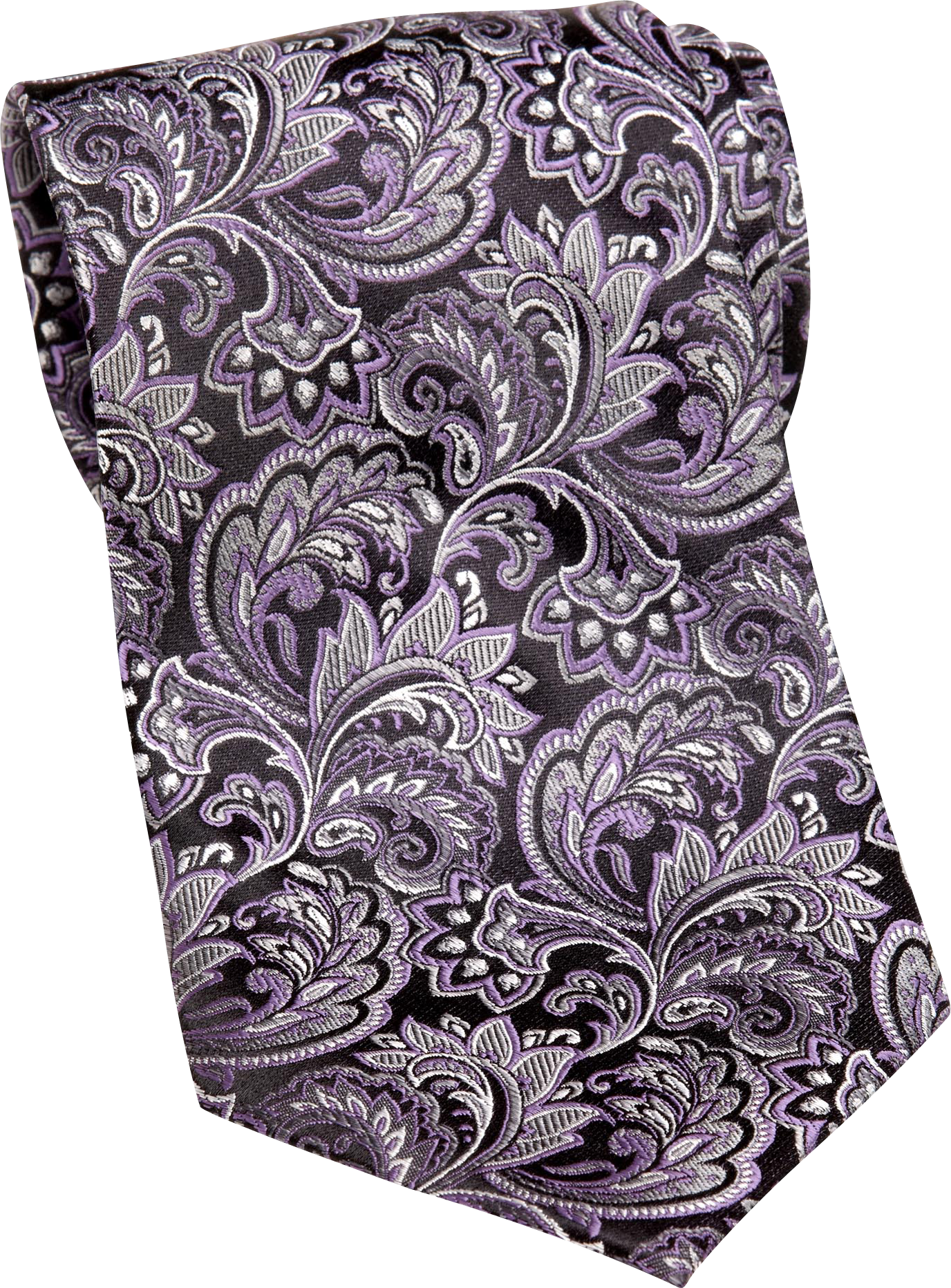 Pronto Uomo Purple Gray and Black Paisley Tie