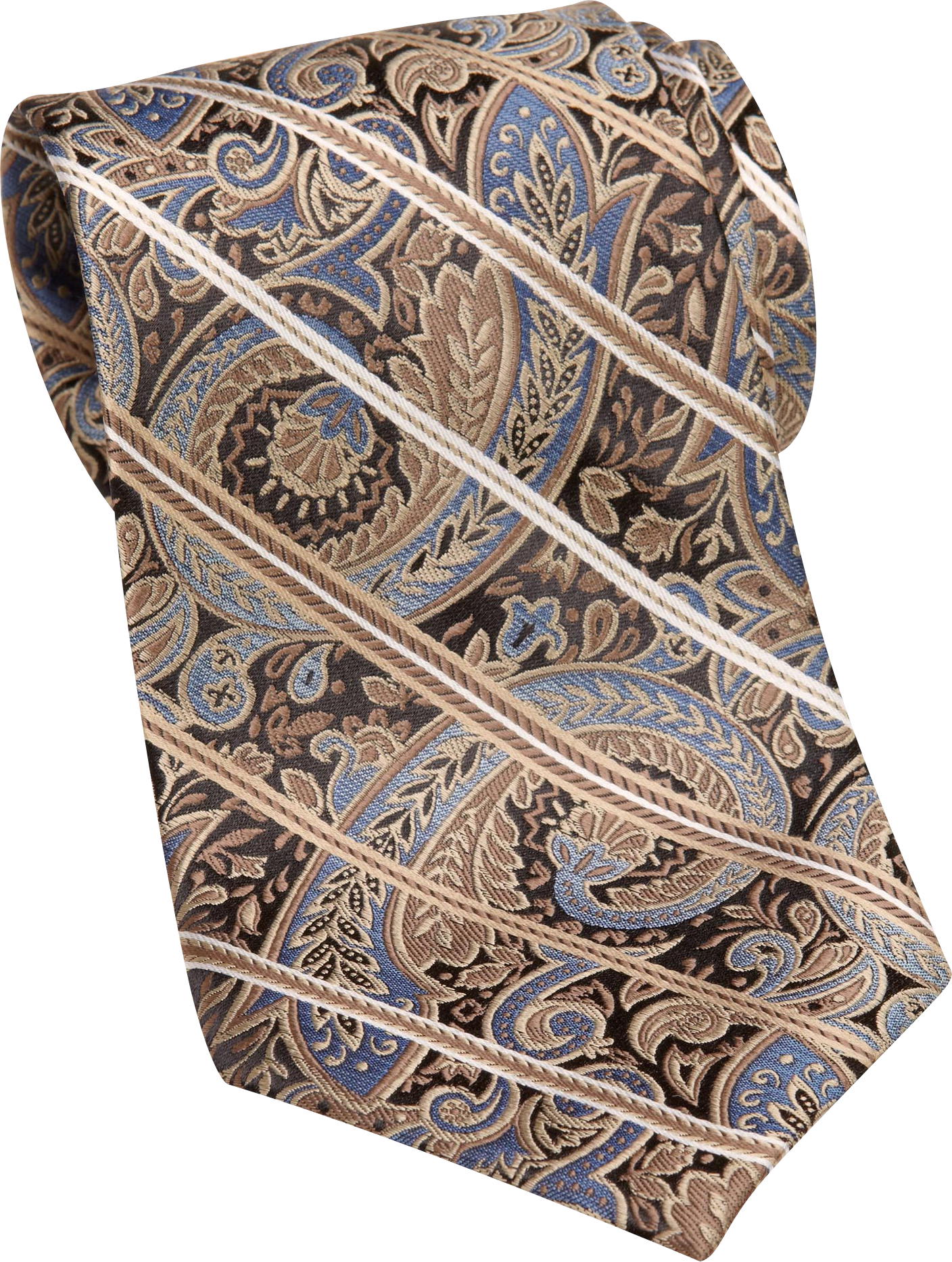 Pronto Uomo Taupe Paisley and Stripe Tie