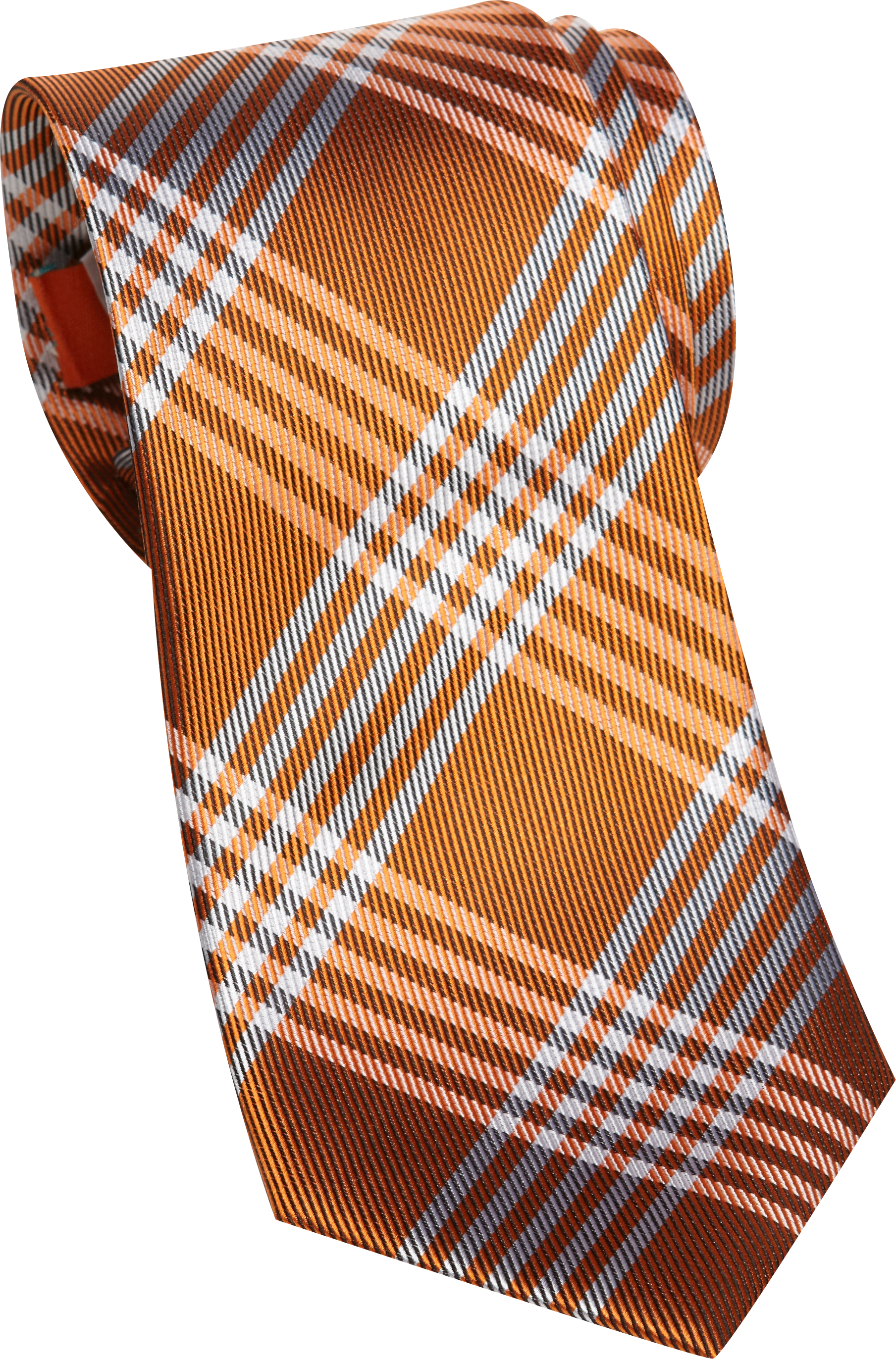Egara Orange Plaid Narrow Tie
