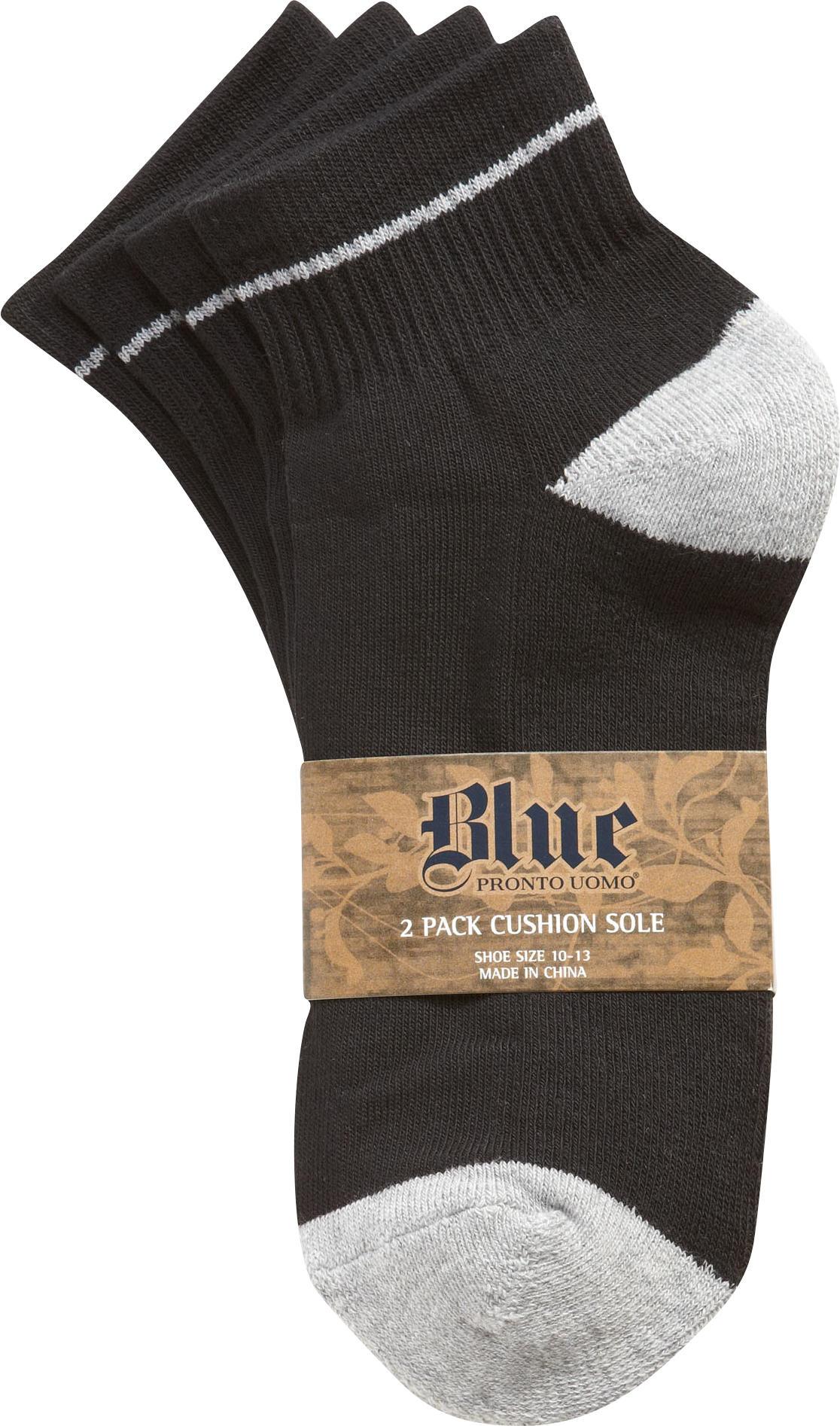 Pronto Blue Ankle Socks, Black (Two-Pack)