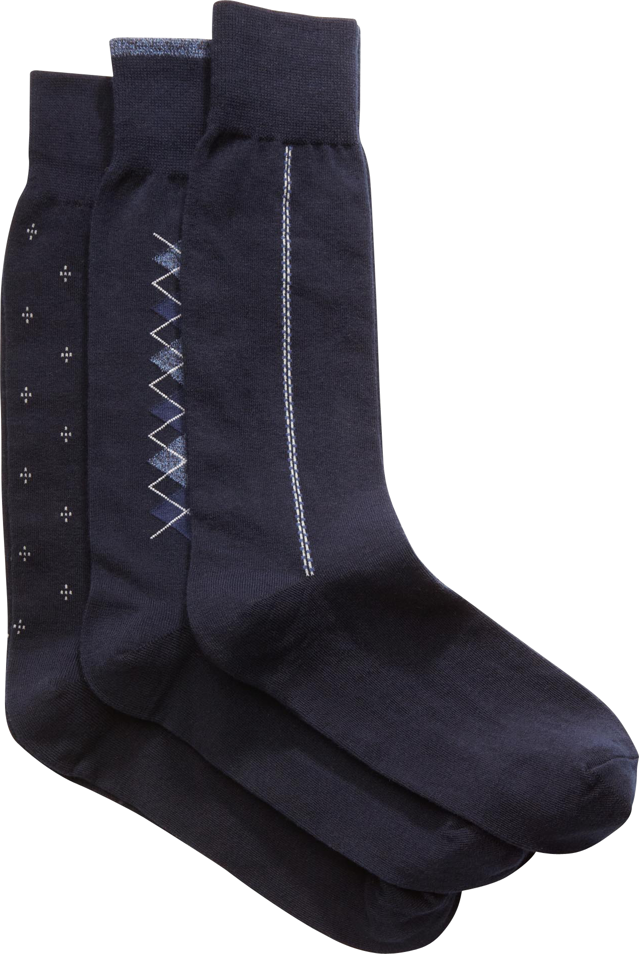 Joseph Abboud Navy Fancy Mixed Pattern Socks (Three-Pack)