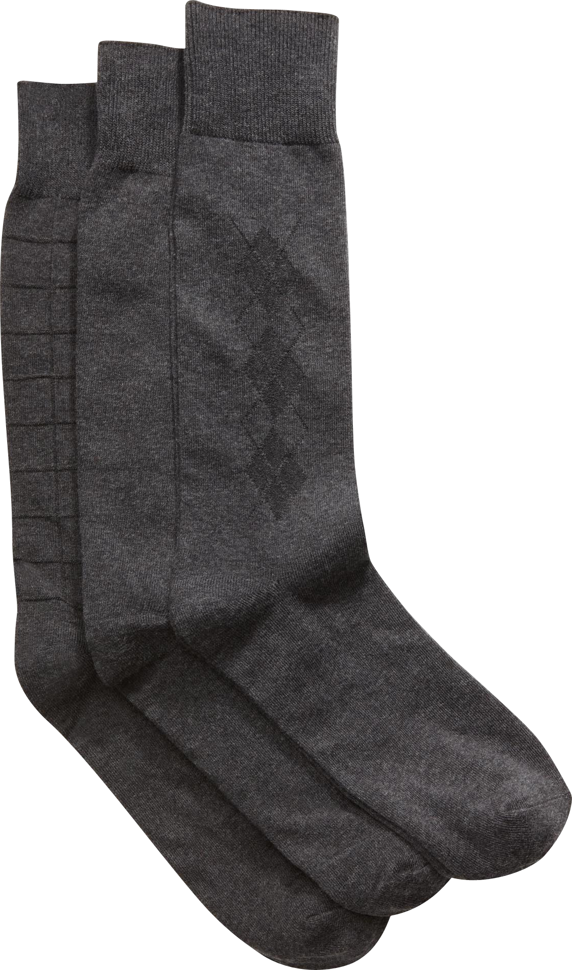 Joseph Abboud Charcoal Mixed Pattern Socks (Three-Pack)