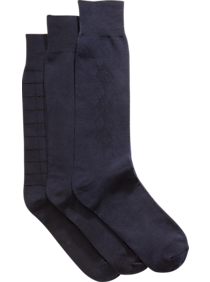 Joseph Abboud Navy Extended Size Grid Socks (Three-Pack)