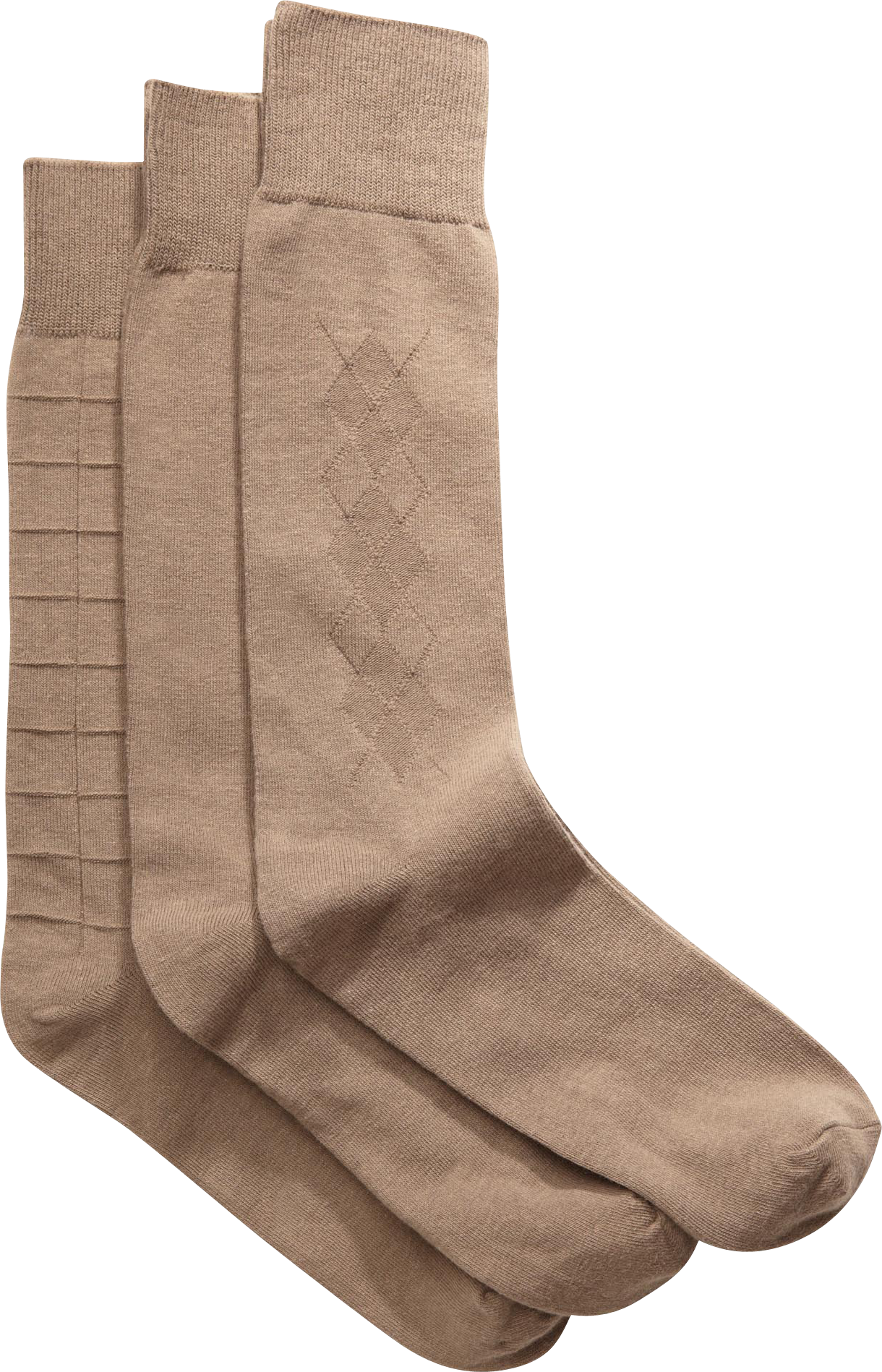 Joseph Abboud Taupe King-Size Grid Socks (Three-Pack)