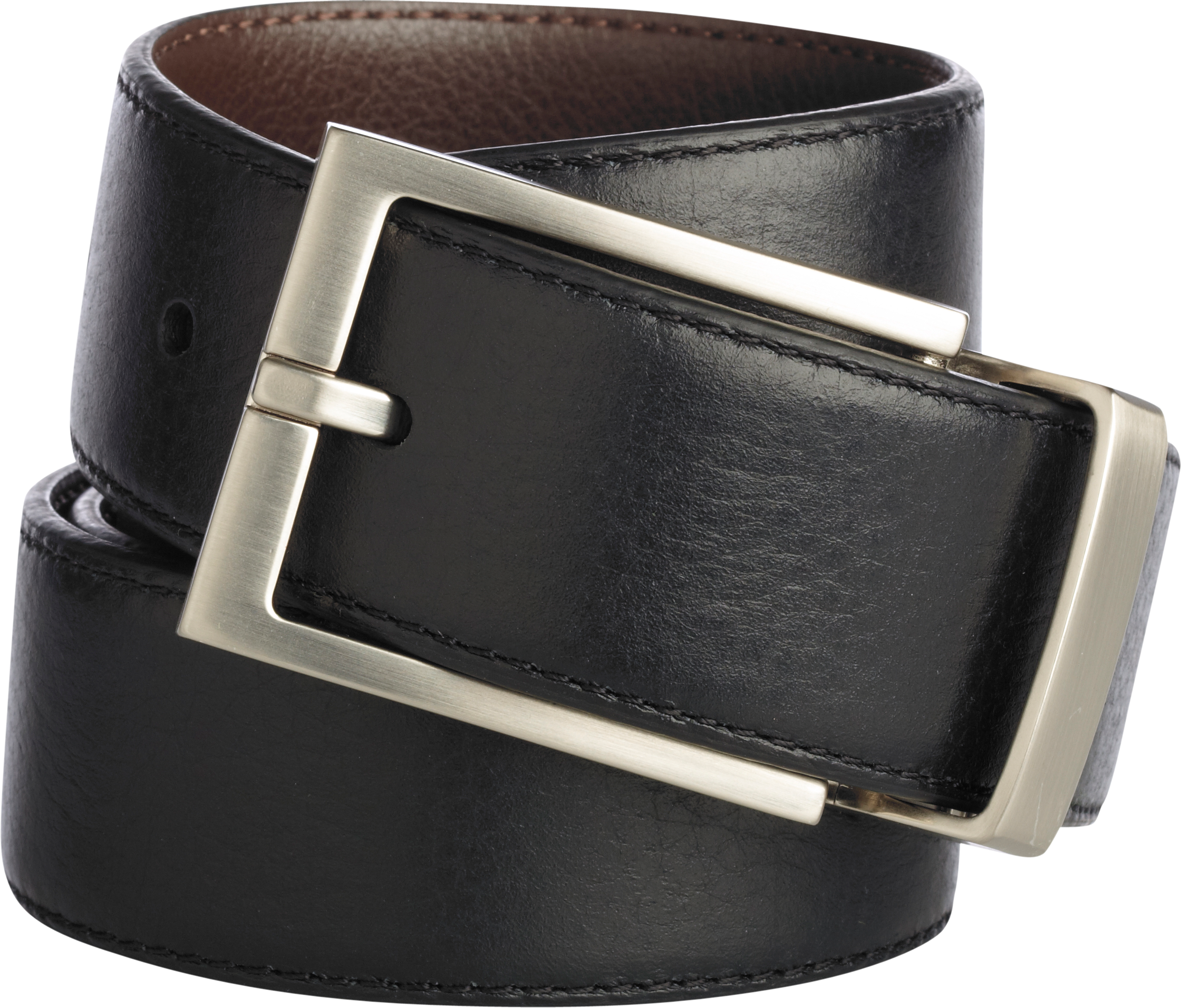 Calvin Klein Black and Brown Textured Reversible Leather Belt