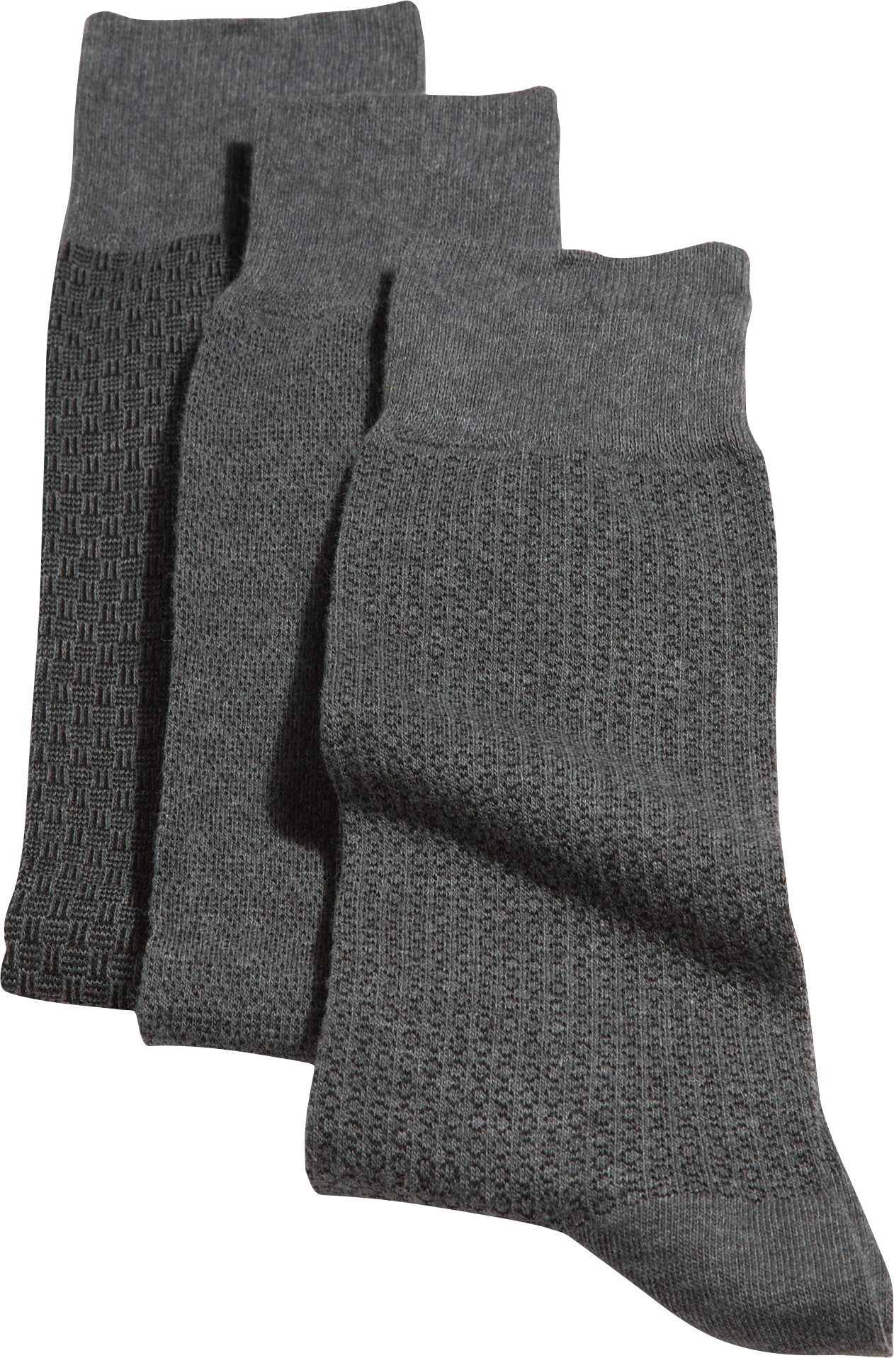Patterned Gray Three-Pack Dress Socks