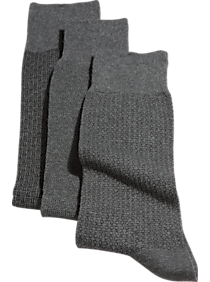 Patterned Gray Three-Pack Dress Socks
