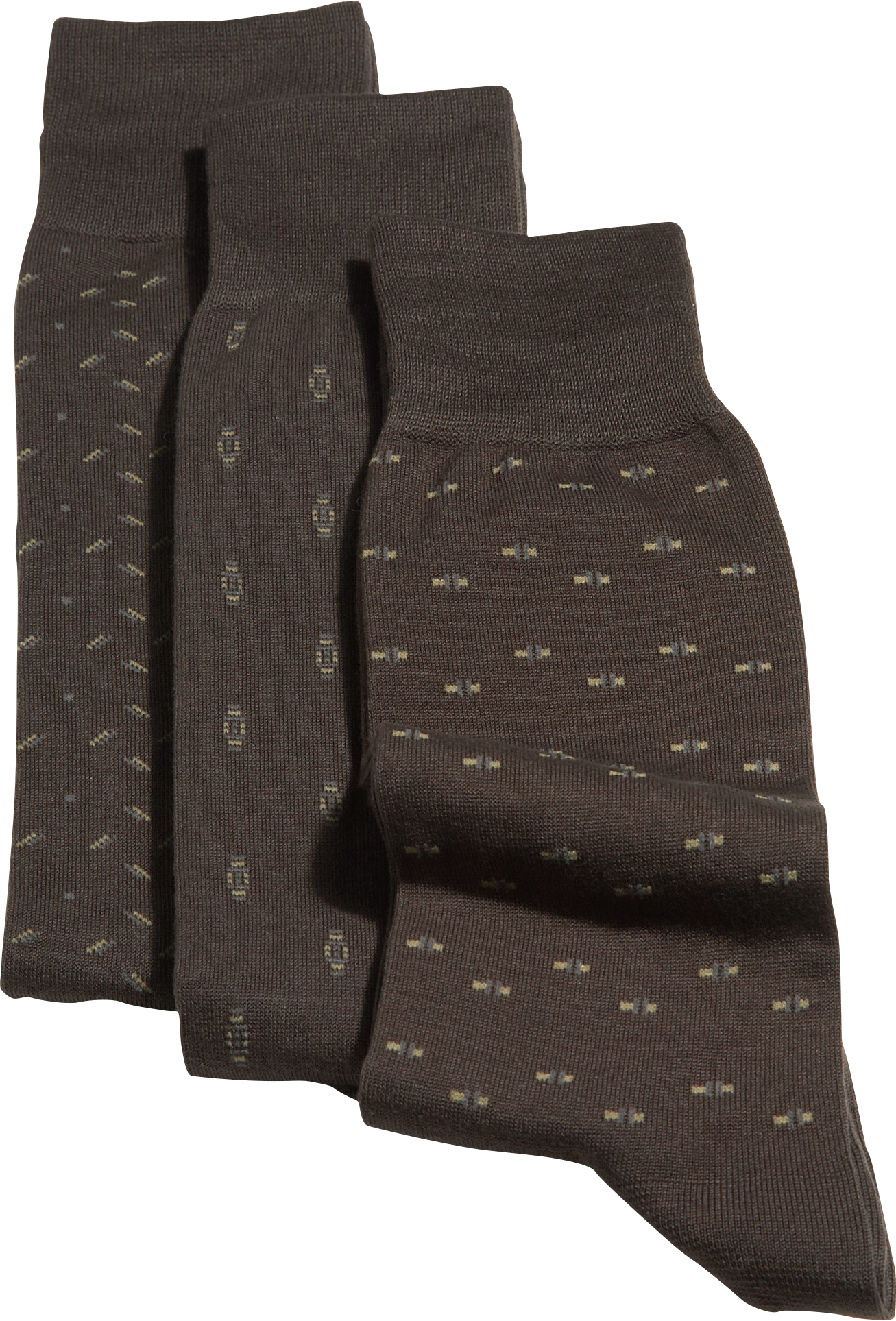 Patterned Olive Three-Pack Dress Socks