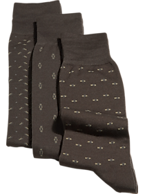 Patterned Olive Three-Pack Dress Socks