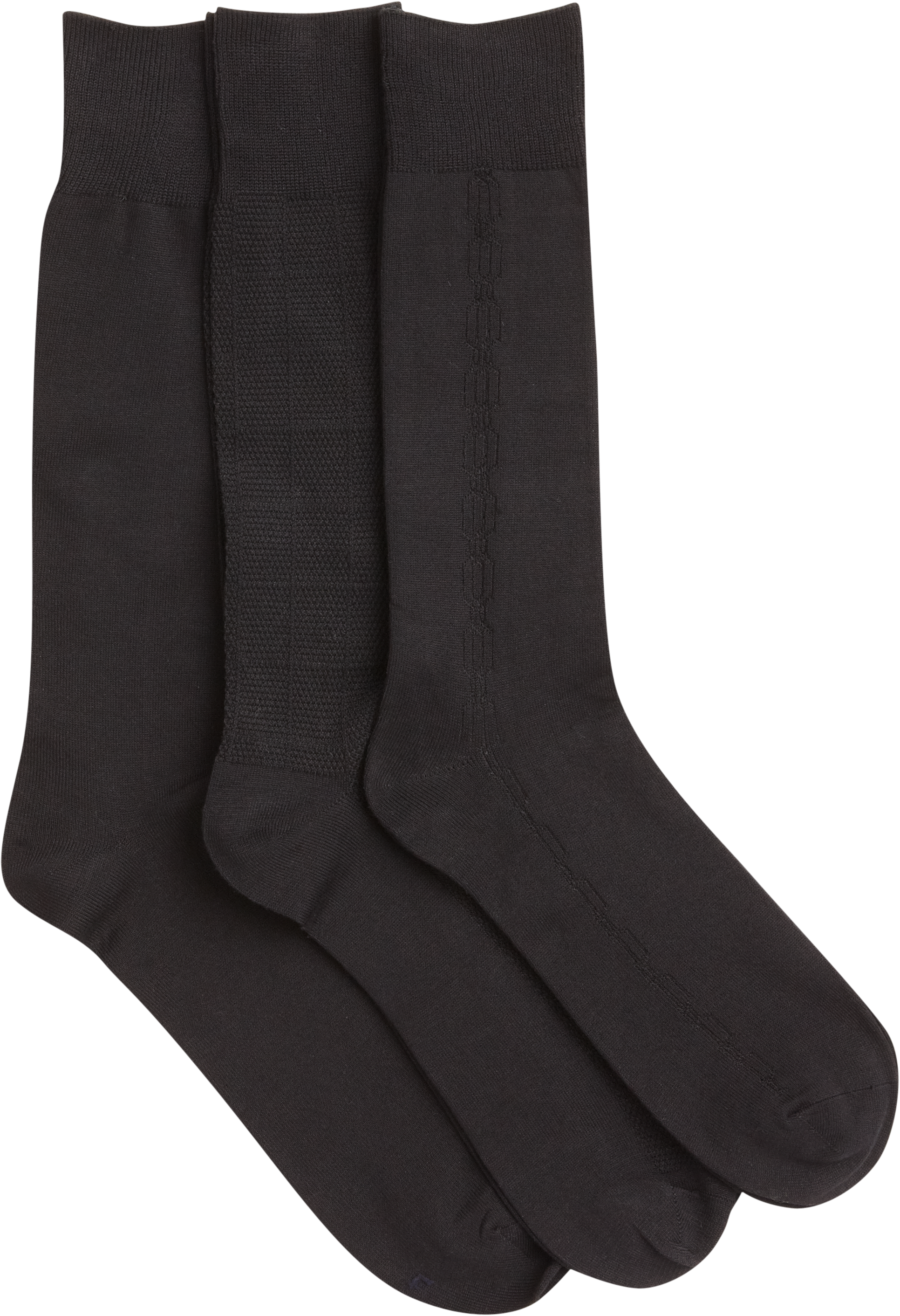 Mercerized Cotton Blend Black Three-Pack Dress Socks